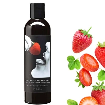 Earthly Body Lickable Edible Massage Oil 8oz Strawberry - Image 1 of 3