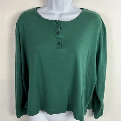 Top Charter Club Intimates Talla L Verde Manga Larga Minimalista Clásico Diario Foto 1 de 4