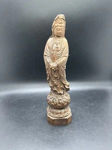 Quan Yin Wood Statue Figurine 8.5” Tall  - Picture 1 of 5