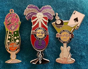 BARGAIN SET DRINKWARE HURRICANE MARTINI TOKYO VEGAS Hard Rock Cafe 3 PINS LOT - Picture 1 of 1
