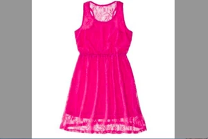 NWT Girls Cherokee Lace Racerback Dress Neon Bright Pink Sleeveless Extra Large - Picture 1 of 12