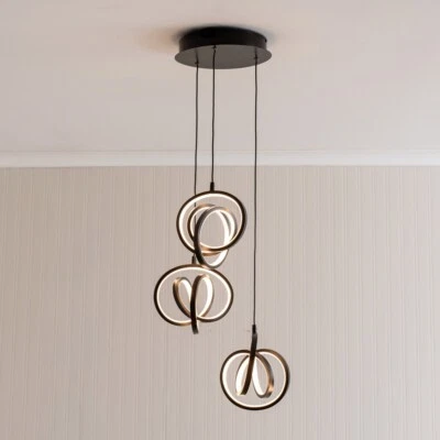 VALUELIGHTS LED Ceiling Light Fitting Drop Pendant Living Room Black Bedroom Lights 3 Way