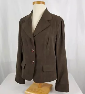 Norton McNaughton Faux Suede Blazer Jacket Size 10 Stretch Brown Polyester Blend - Picture 1 of 11