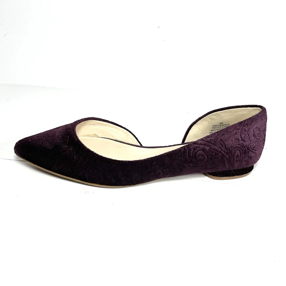 Nine West Women’s D’orsay Flats Pointed Toe Purple Velvet Size 8M - Image 1 of 4