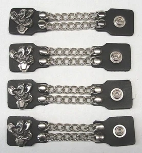 4 Pieces Genuine Leather Vest Extenders V-Twin Motor and Claw High Quality New - Picture 1 of 1