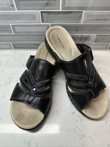 Croft & Barrow Open Toe Black Woman’s Sandals 6.5 Medium. - Picture 1 of 11