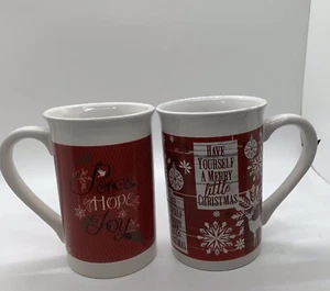 Tasses rouges Royal Norfolk ayez vous-même un joyeux petit Noël et joie espoir paix - Photo 1/2