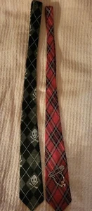 Lot of 2 Girls Neck Ties*45.5"*Black Argyle with Skulls*Pink Plaid with studs - Picture 1 of 7