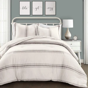 Lush Decor Comforter Farmhouse Stripe, King, Gray - Picture 1 of 6
