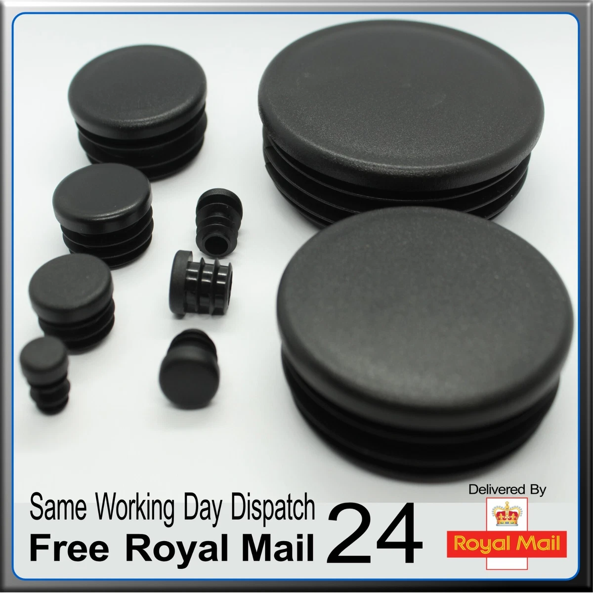 5 Pack Round Tube Caps - 16mm Plastic End Caps For Furniture & Chairs