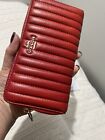 NWT Coach 2855 Linear Quilting Accordion Zip Wallet 1941 Red, $298 Value