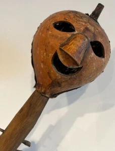 Altes bis antikes afrikanisches handgeschnitztes Kora Instrument Kürbis primitive Volkskunst - Bild 1 von 8