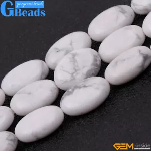 10x14 mm Natürlich Weiß Howlith Edelstein Oval Perlen für Schmuck Herstellung Strang 15 Zoll - Bild 1 von 9
