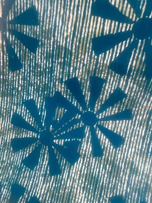 vintage 1960s 50s funky fun starburst wallpaper flocked mcm retro disco blue - Image 1 of 4