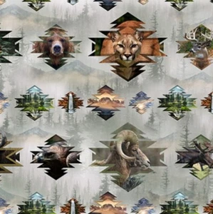 Hoffman Call Of The Wild Earth Wildlife Animals Cotton Quilt Fabric By The Yard - Picture 1 of 3
