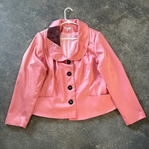 Viva Blazer Jacket Womens L Pink Coat Button Up Euro 56 - Picture 1 of 12