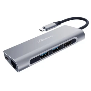 MediaRange USB C Hub, 7in1 Typ-C Multiport Adapter für bis zu 7 Endgeräten, mit - Afbeelding 1 van 7