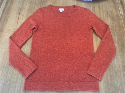 Suéter Sudadera J Crew Mujer Rojo Naranja Lana Merino Algodón Teddie Talla XXS Foto 1 de 4