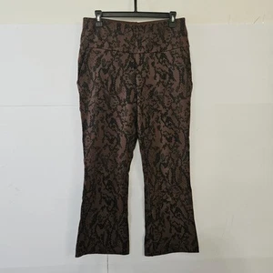 Cabi Size M Brown Black Snakeskin Print Flared Leg Designer Leggings with Pocket - Picture 1 of 17