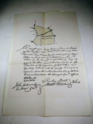 Raro mapa del monte 1780 Pleasant, condado de Washington, Pensilvania - copia de 1894 Foto 1 de 3