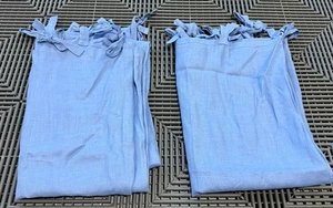 Pottery Barn Kids Blue Linen Curtain Panels with Tie Tops – 44”x63” – Set of 2 - Picture 1 of 6
