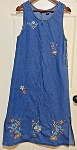 Vestido Jersey De Colección Agapo Denim Talla S Bordado Flores Adornado Mamá Maestra - Imagen 1 de 17