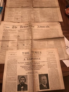 2 THE DEMOCRACY ADVOCATE 1888 & 1890 AND 1937 THE TIMES WESTMINSTER MD. - Bild 1 von 4