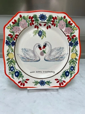 Anthropologie Lou Rota 12 Días de Navidad Plato Día 7 Siete Cisnes A Natación Foto 1 de 3