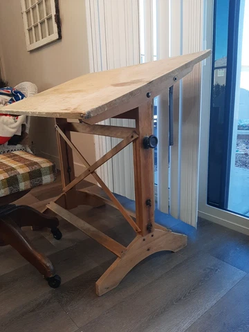 Adjustable Wood And Iron Drafting Architect Table Vintage or Antique Cover