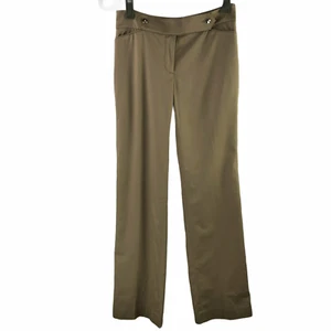 Pantalones de franela de lujo WHBM modernos Bootcut talla 2 metálicos dorados caqui - Imagen 1 de 8