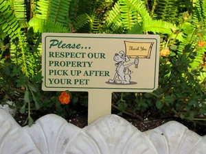 2 Pick Up After Pet | No Dog Pooping | No Poop No Pee Sign | Curb Your Dog Signs - Picture 1 of 3