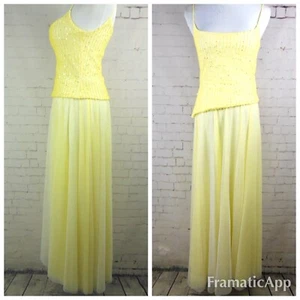 ALEXIA ADMORE Vestido Largo Lentelleado Amarillo 2 Piezas Talla 4 1223 - Imagen 1 de 10