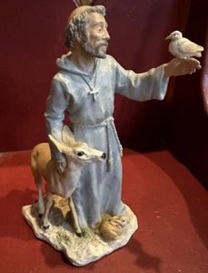 St Francis Of Assisi Statue Deer Rabbit Dove 9” Castagni 1989 Vintage Preowned - Picture 1 of 8