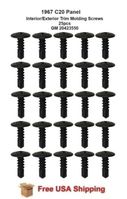 For 1967 C20 Panel Interior/Exterior Trim Molding, Panel Screws 25pcs Foto 1 de 3