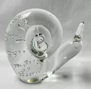 Vintage Crystal Glass SNAIL Figurine Paperweight Controlled Bubbles - 3” Tall - Picture 1 of 7