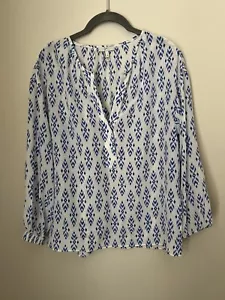 JOIE Dimna 100% Silk Blue White Print Blouse Top Size XSmall XS - Picture 1 of 5