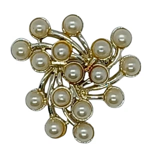 Vintage Emmons signierte Kunstperlen Pinwheel Brosche goldfarben Cluster Pin - Bild 1 von 14