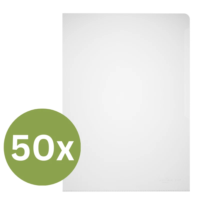 50x Durable Prospekthüllen A4 Sichthüllen genarbt oben&rechts o. 100my 233719