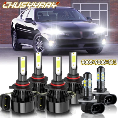 6x LED Headlight Hi/Lo + Fog Light Bulbs For Pontiac Grand Prix 2004-2007 2008 - Imagem 1 de 4