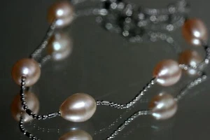 Baroque Drop Shape 2 x Fresh Water Pearl Necklace 46.5cm (Pink Purple) - Bild 1 von 6