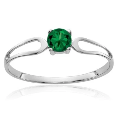 Anillo clásico de platino 950 sólido esmeralda simulada corte redondo de 0,25 quilates para mujer Foto 1 de 4