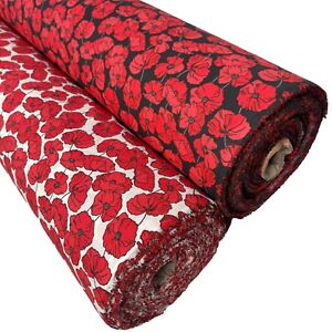 Poppy Poly Cotton Fabric Material 114cm Wide Per Metre Suitable for Crafting