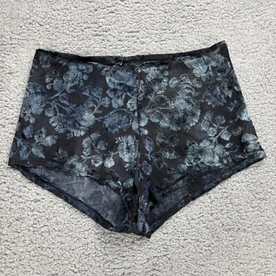 Secret Treasures Womens Black Velvet Floral Pattern Pull On Shorts Size M - Image 1 of 4
