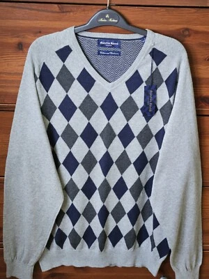 Austin Reed London Hombre Nuevo Con Etiquetas Color Gris Algodón/Cachemira Suéter Talla L Foto 1 de 4