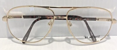 复古飞行员眼镜全边框硬度铰链金色玳瑁护理复古 80 年代 — 第 1/4 张图片