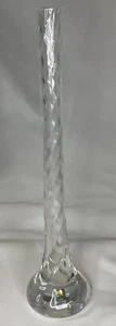 Mats Jonasson Vase Clear Lead Crystal Signed 12" Tall Slim Twisted Signed Sweden - Picture 1 of 18