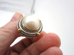 Gorgeous Huge Stephen Dweck Sterling Silver 18K Gold Pearl Size 7 Statement Ring - Picture 1 of 4