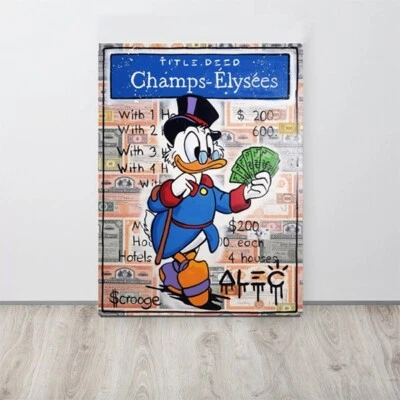 Alec Monopoly Canvas Print "Scrooge Fanning Cash Out Champs-Elysees" Wall Art - Image 1 of 4