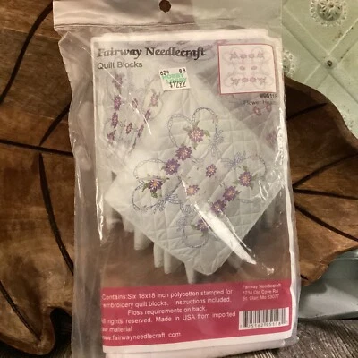 FAIRWAY NEEDLE CRAFT CO. Quilt Blocks Stamped Cross Stitch STYLE #95118  6 Block - Image 1 of 4