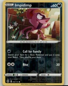 Pokemon SWSH09: Brilliant Stars Impidimp #092/172 Common Reverse Holo - Picture 1 of 1